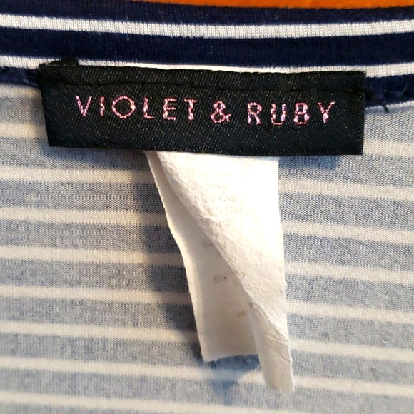 Violet & Ruby Long Sleeve Navy & Gold Striped Maternity Tee w/ "Blessed" Graphic - Picture 4 of 5